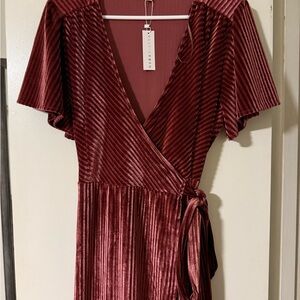 Baltic Born Ribbed Wine Midi Dress